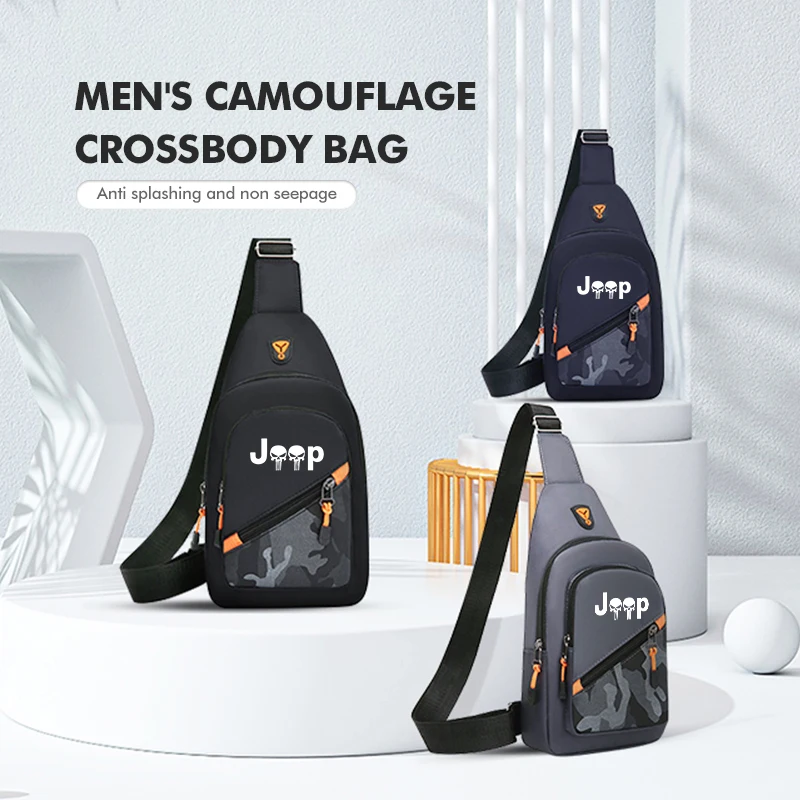 Car Logo Casual Shoulder Bag Outdoor Male Messenger Crossbody For Jeep Wrangler-JK JL Cherokee Patriot Liberty Commander