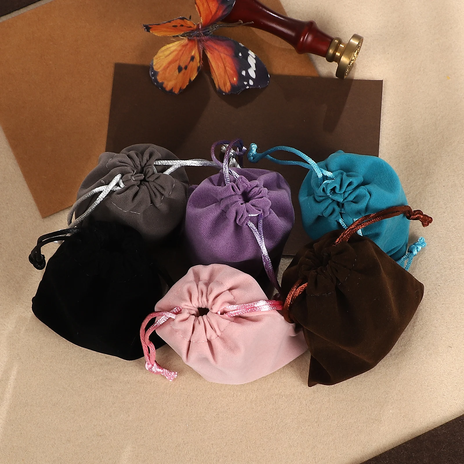 10 Pcs/set Vintage Flannel ATC Card Drawstring Storage Bag Creative DIY Journal Material Collage Student Supplies Stationery