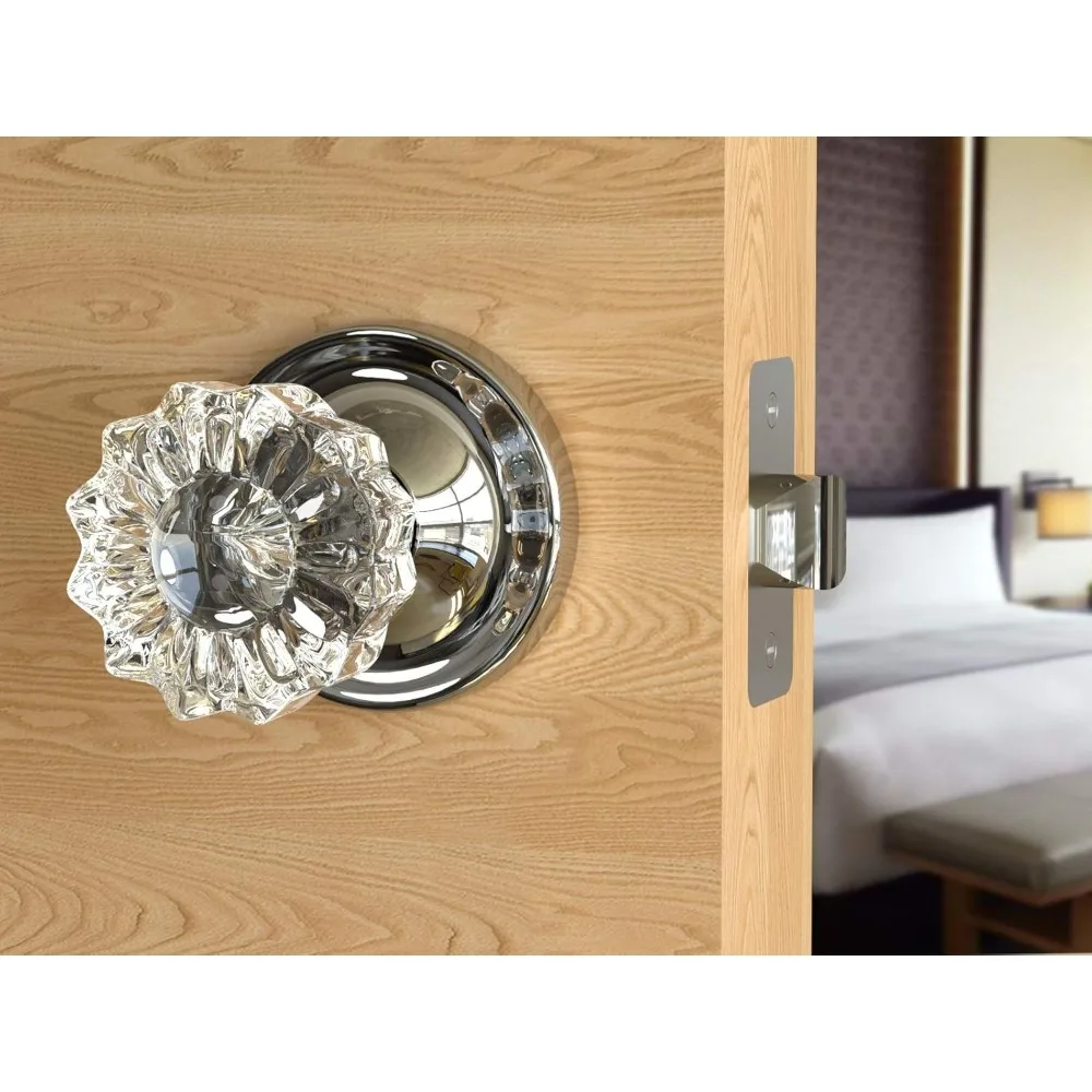 Ensemble de 9 boutons de porte en cristal cannelé vintage, finition chromée, rosace ronde, quincaillerie de style antique