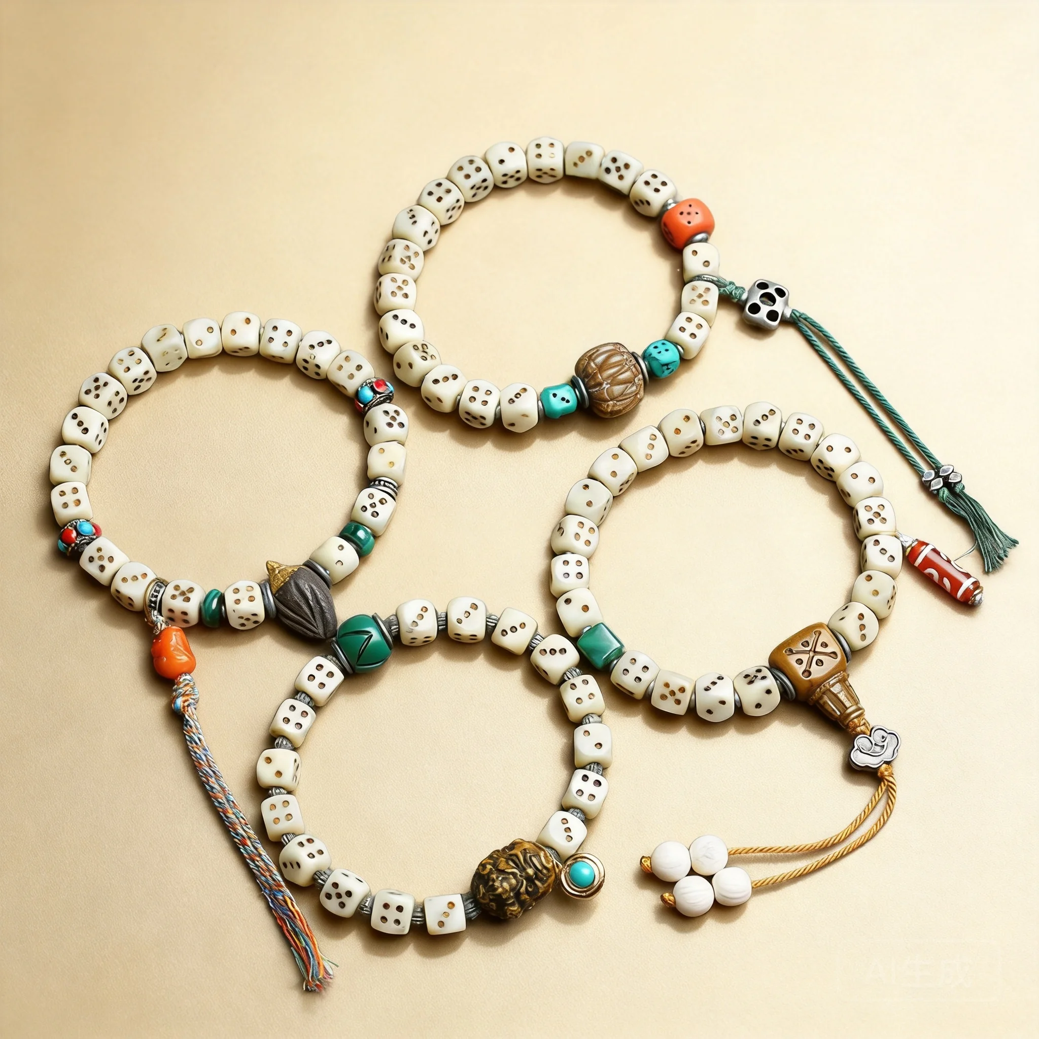 Tibetan Style Camel Bone Dice Beaded Bracelet Handmade Vintage Lucky Blessing Attract Wealth Chinese Style Wrist Jewelry For Men