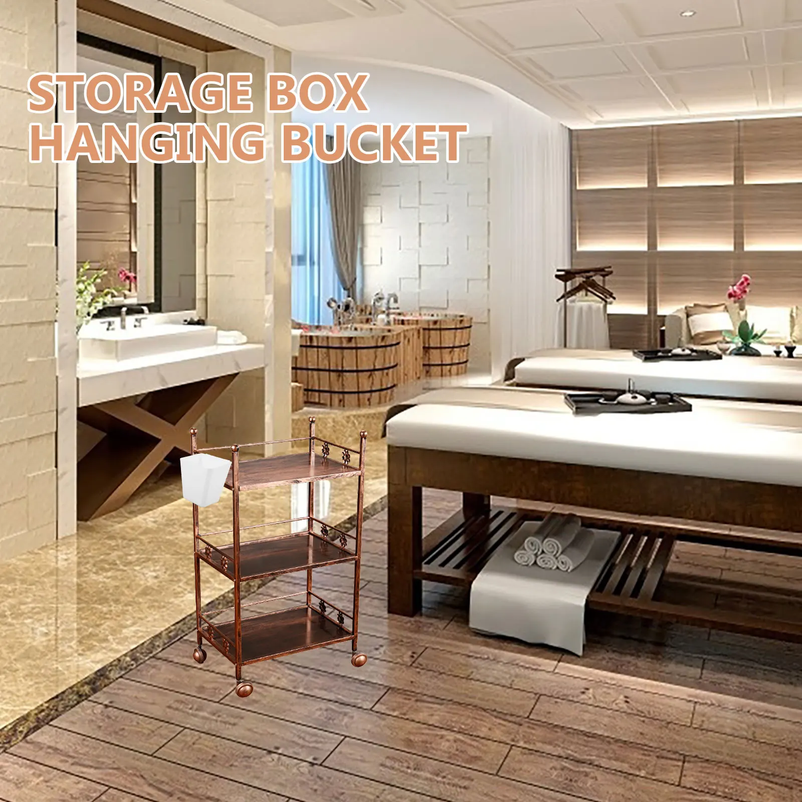 

Cup Holder Space Saving Storage Bucket Organizer For Beauty Salon Kitchen Rolling Cart Accessories Hanging Storage Bin
