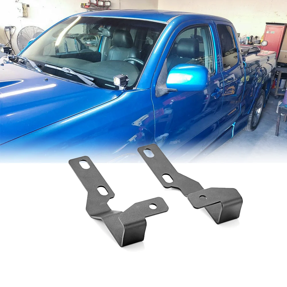 Car Accessories Upper Hood Hinges Side Pillar Work Lights Ditch Mount Brackets Heavy-duty Steel For Toyota Tacoma 2005-2015