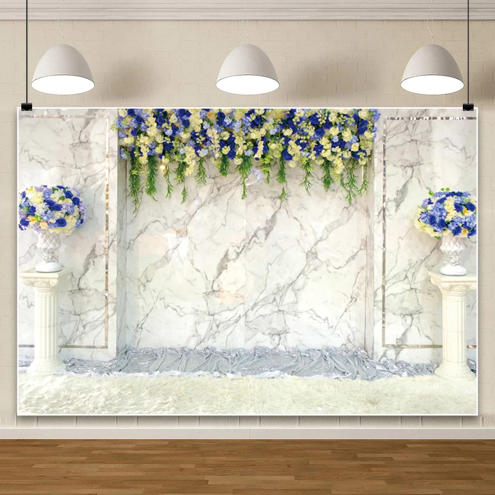 Luxury Marble Column Backdrop White Indoor Photography Background Modern Birthday Weddings Minimalist Event Decor Studio Scenery