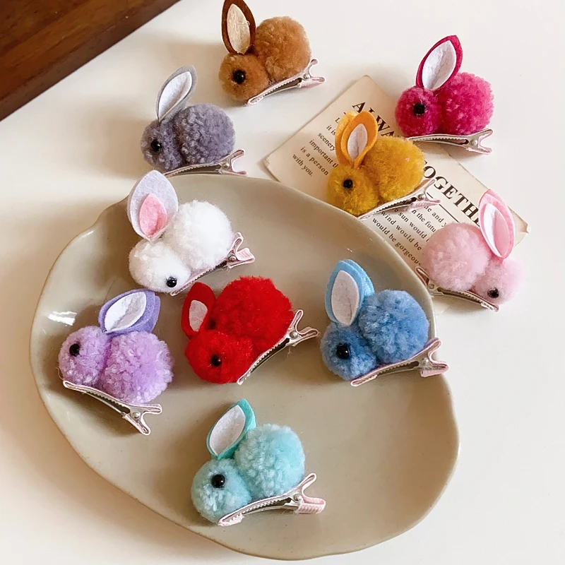 1/2/10 قطعة صغيرة لطيف أفخم الأرانب الحيوان منقار البط مقاطع الشعر للنساء شخصية هامش دبابيس الشعر مجموعات الإكسسوارات