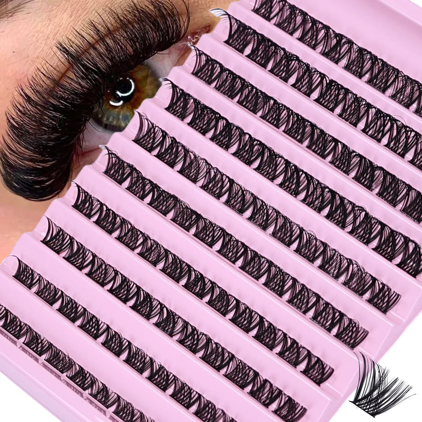 110pcs Cluster Eeyelashes 8-16mm Wispy Individual Lashes Extensions Natural Look Lash D Curl Fluffy Cluster Lashes