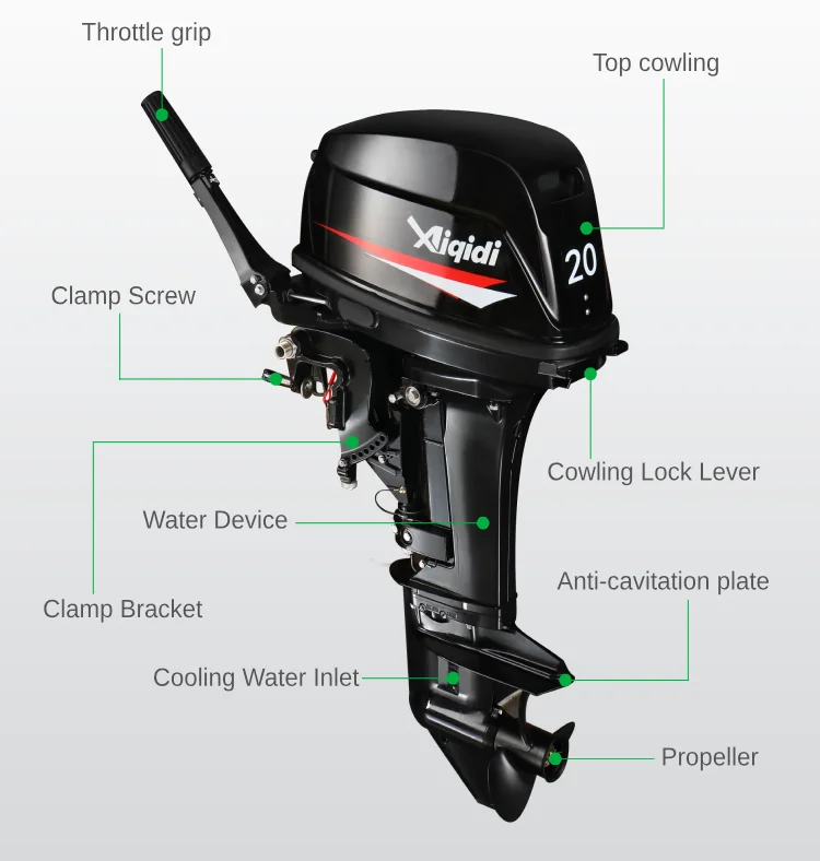 20 HP 2 Stroke T20 246cc  Outboards AIQIDI Aluminum New Customized Boat Propulsion