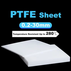 Thickness 0.2-30mm White PTFE Board Sheet Polytef Plate Block Anti-Corrosion Machining Model Processing Materials Multiple Size