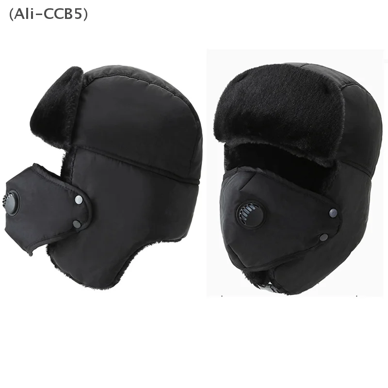 Waterproof Patchwork Lei Feng Hat Winter Keep Warm Ushanka Cycling Face Mask Ear Protection Outdoor Riding Cap Bomber Hats