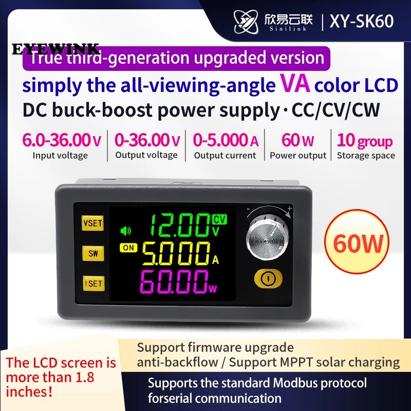 Regulador de voltaje CC ajustable CNC SK60/SK120 con módulo de carga solar de corriente y voltaje constante