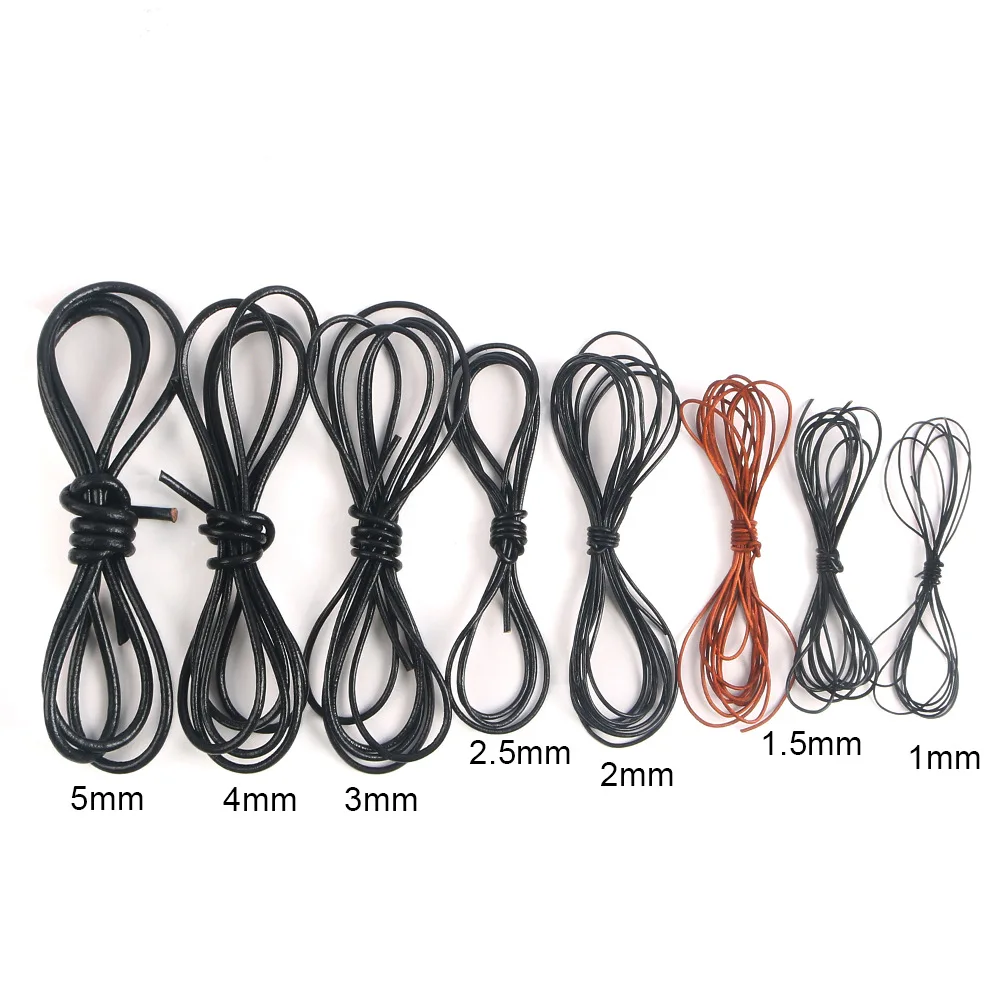 2m/lot Genuine Leather Cord Dia 1/1.5/2/3mm Colored Round Genuine Cow  Rope For DIY Bracelet Necklace Jewelry Making Accessories