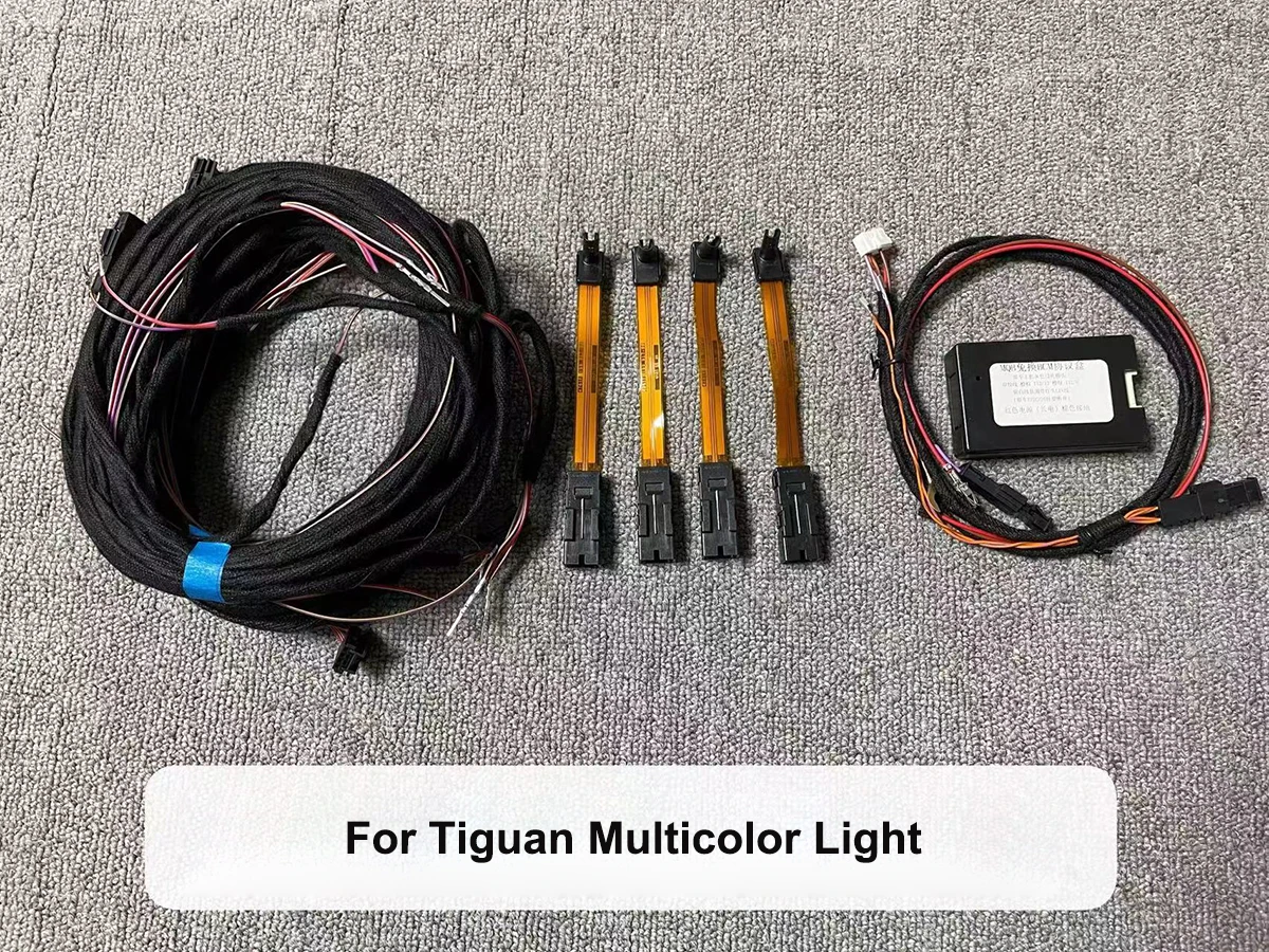 Für Tiguan MK2 Passat B8 Golf 7, mehrere Farben, Auto-Innenraum, Atmosphärenbeleuchtung, mehrfarbige Tür, Fußraum, Umgebungslicht mit Kabel