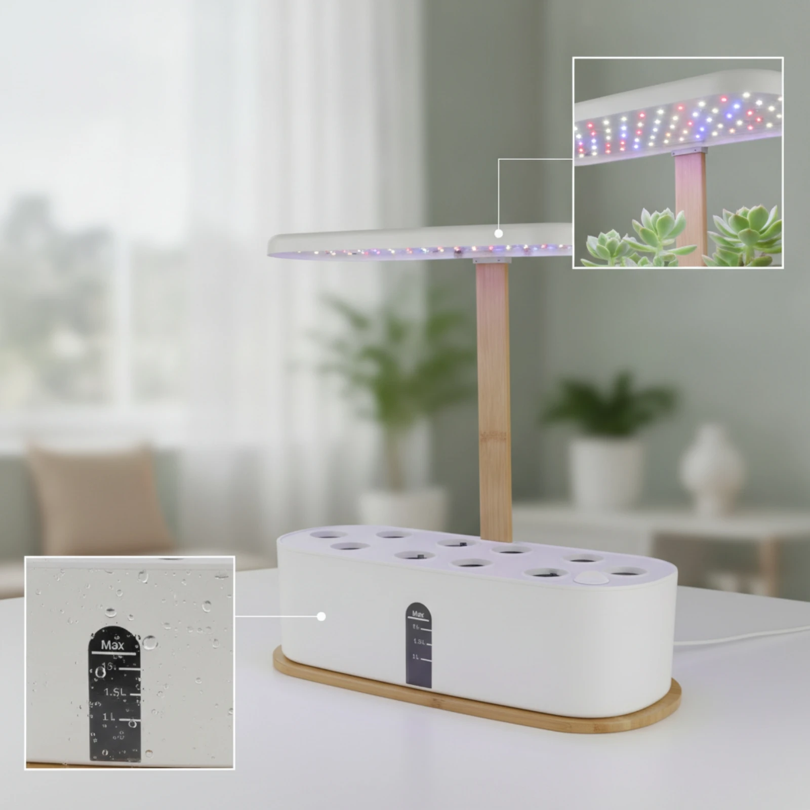 Hydroponic Planter with LED Grow Illumination areaSaving Indoor Hydroponic Garden Indoor Garden with LED Grow Light Fresh Slim view 6