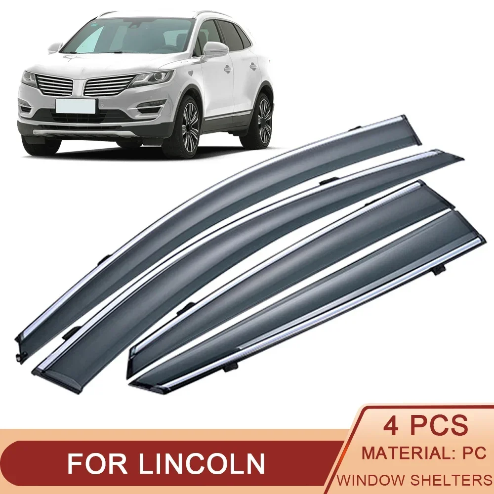 For Lincoln MKC MKX MKZ Continental 2013-2020 Car Window Sun Rain Shade Visors Shield Shelter Protector Cover Trim Frame Sticker