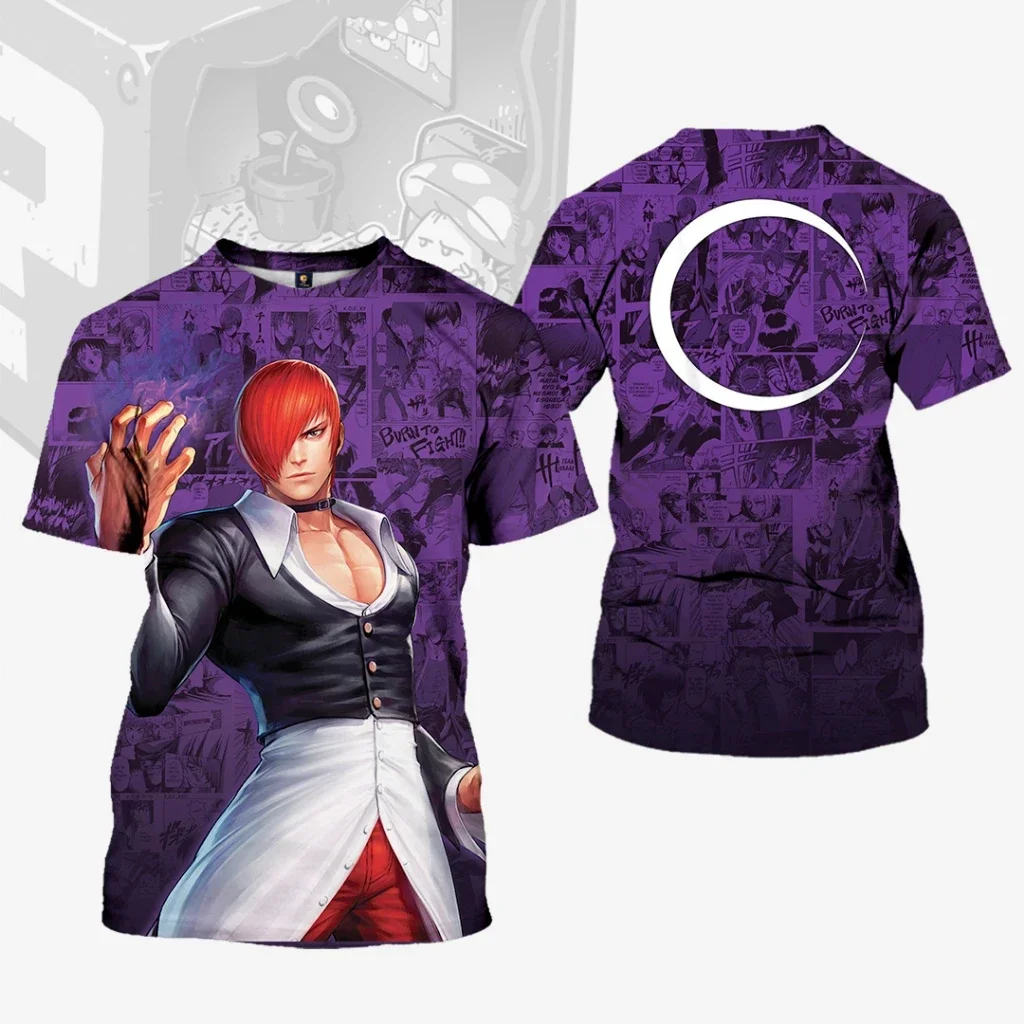 

Anime Fighter King: Cool Summer Men's 3D Printed T-shirt, Children's Street Large Round Neck Breathable Top