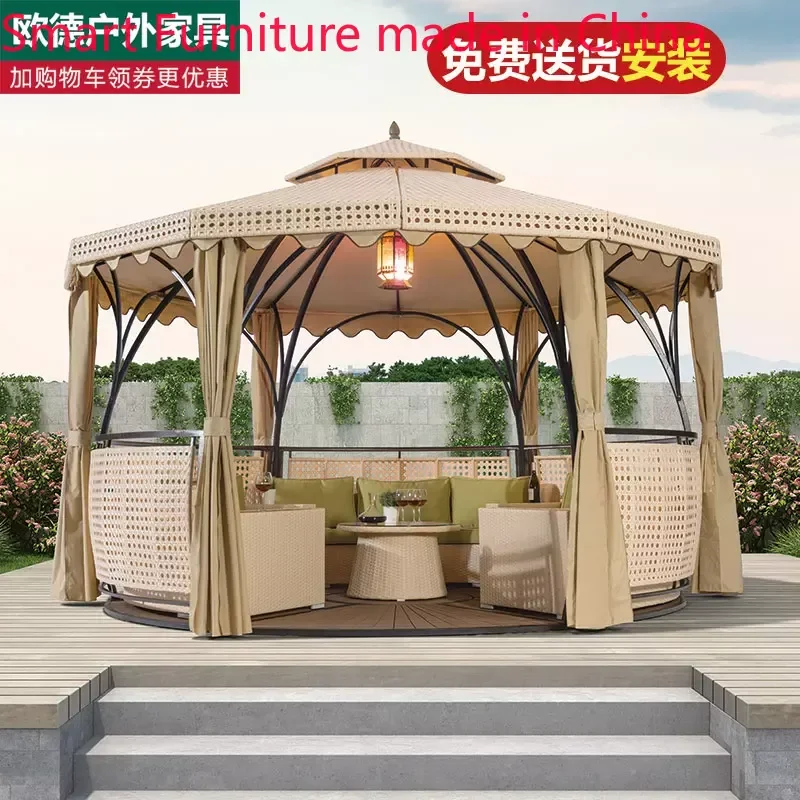 

Outdoor rattan pavilion, tent, villa, garden, pavilion, leisure terrace, iron tent, sunshade, wooden house, courtyard