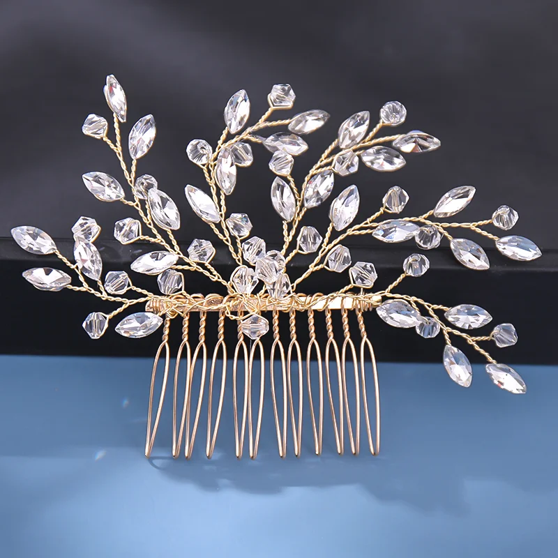 Gold Rhinestone Pearl Color Wedding Hair Combs Rose Gold Hair Accessories For Women Accessories Gold Hair Ornaments Jewelry image 5