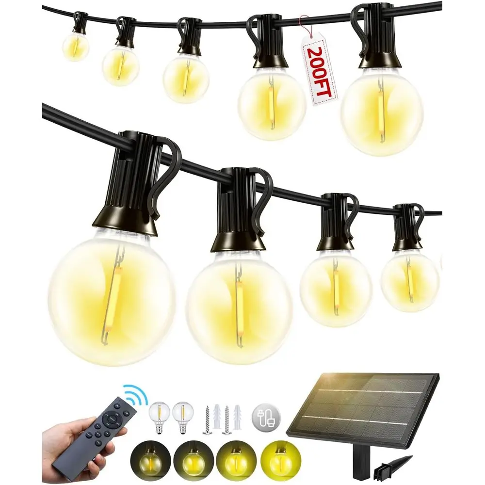 

60M Waterproof G40 String Lights with Remote Control for Outdoor, Dimmable, Ideal for Patio, Garden, and Yard