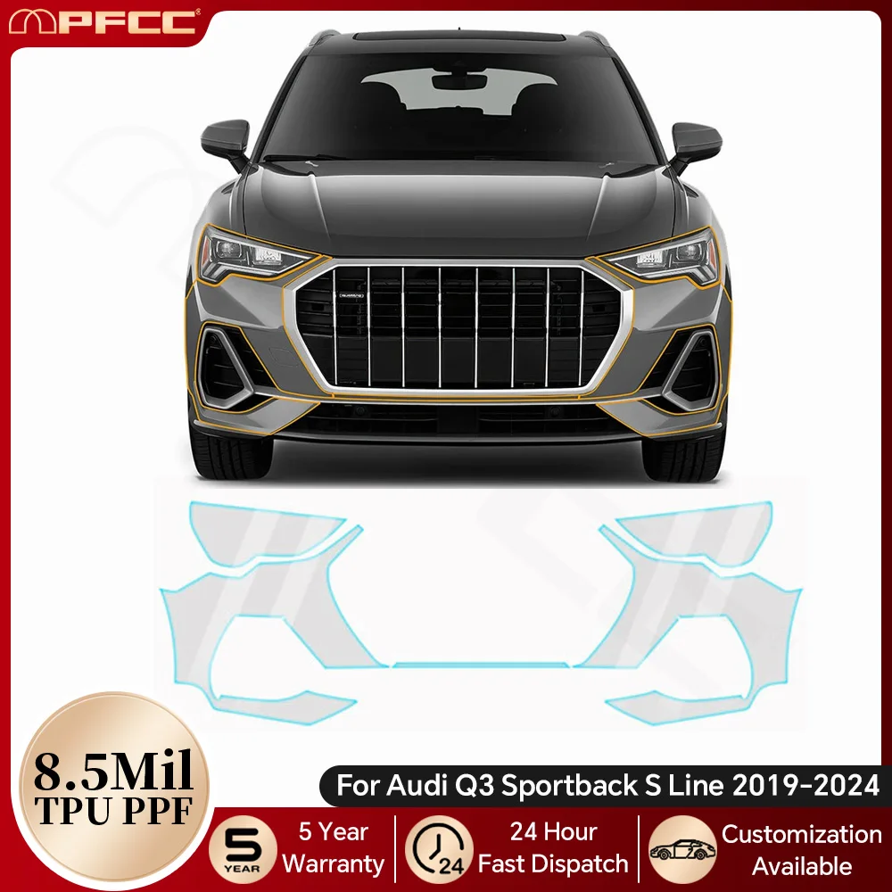

For Audi Q3 Sportback S Line 2019-2024 8.5Mil TPU Paint Protection Film Pre-cut PPF Clear Bra Car Body Anti-Scratch Resistant