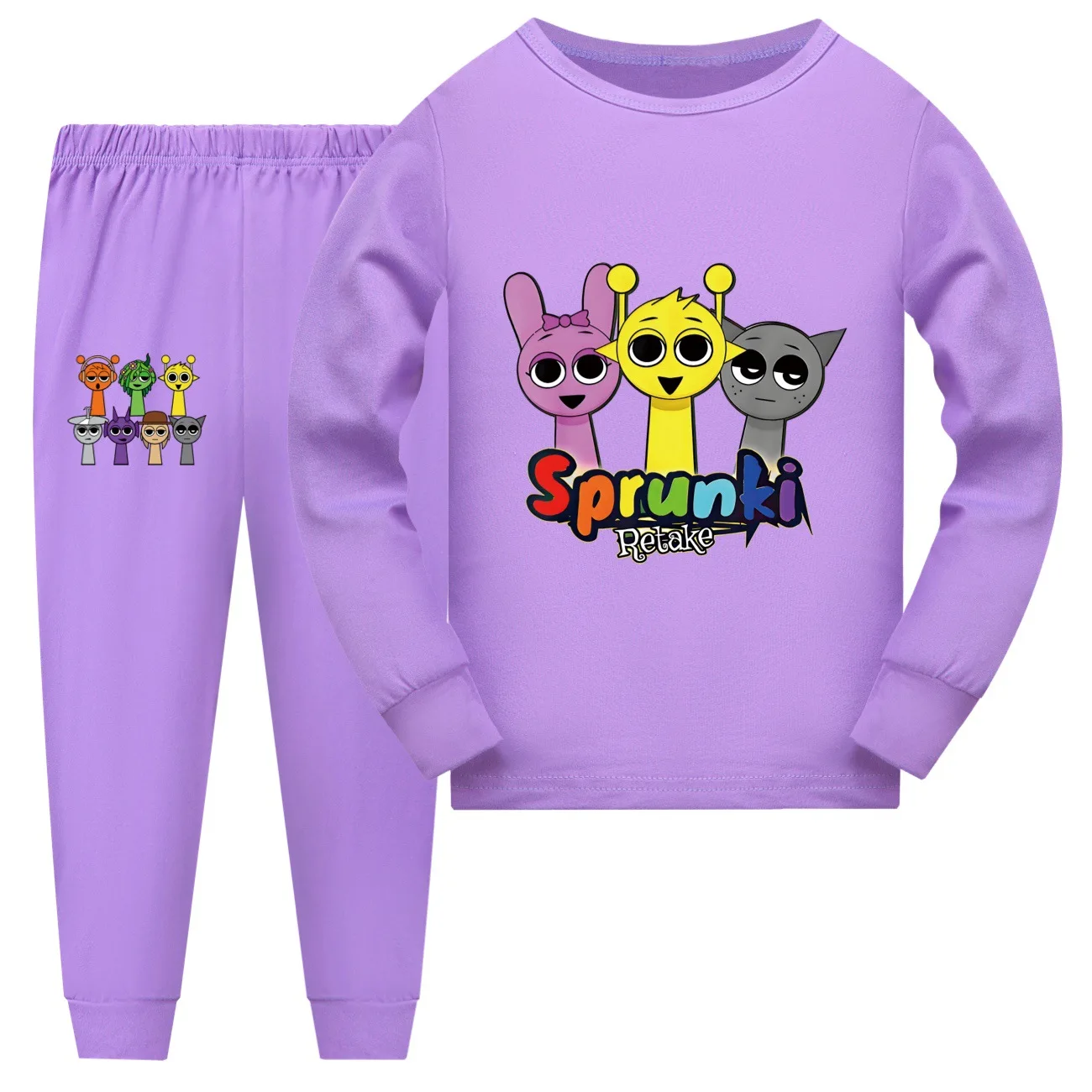 Boys Girls Long Sleeve Pajamas Sets Sprunki Pyjamas Suits Children's Incredibox Sleepwear Teenager Homewear Pijamas