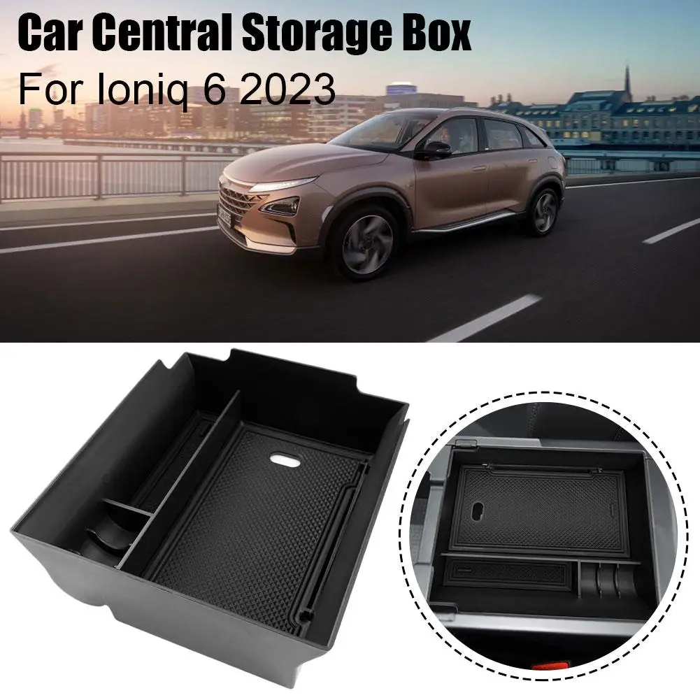 Car Armrest Storage Box New For Ioniq 6 2023 Non-slip Rubber Car Central Console Organizer Tray Auto Interior Accessories R5I5