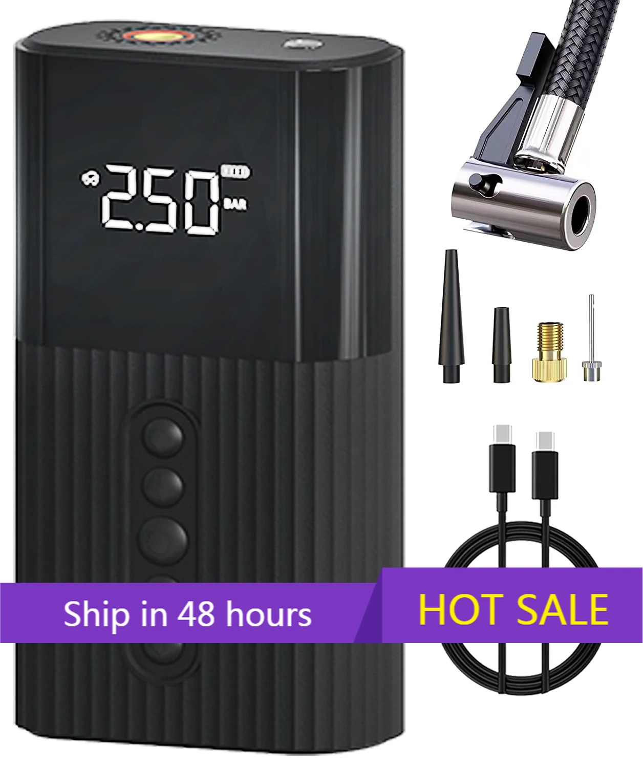 

POWER LEAPPortable 6000mAh Wireless Rechargeable Bicycle Pump with Presta Valve Durable Plastic Fast 30-Second Inflation Deflati