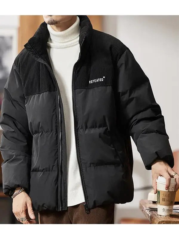 

Зимняя мужская утепленная куртка с воротником-стойкой, пэчворк, защита от холода, 90% белый утиный пух, хлопковое пальто