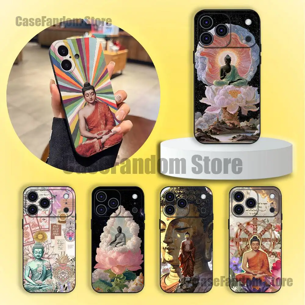 

The Buddha Black Soft Cover Phone Case For iPhone 17,16,15,14,13,12,11,Pro,Max,Plus