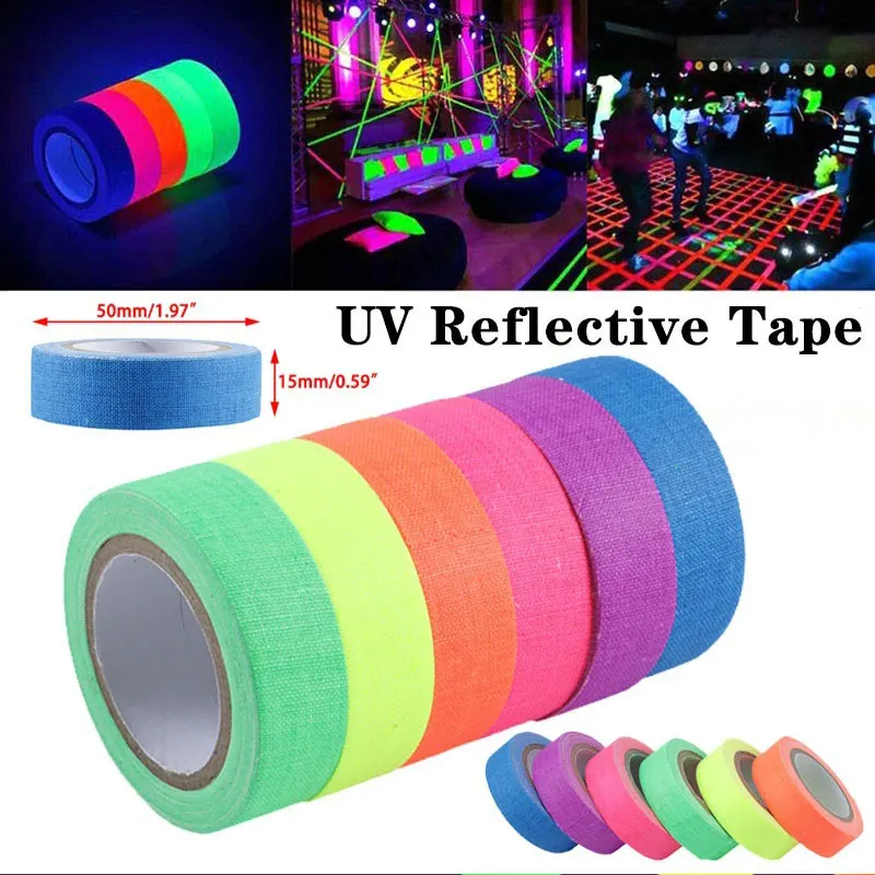 Luminous Sticker Uv Blacklight Reactive Glow In The Dark Tape Performance Stage Prop Sticker Safety Warning Tape For Home Decor