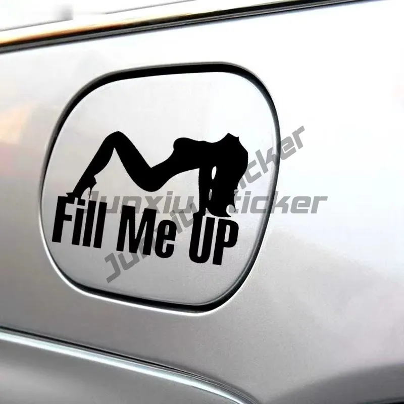 Three Ratels Car Styling Funny Stickers Fill Me Up Fuel Tank Cap Sticker Motorcycle Decorations