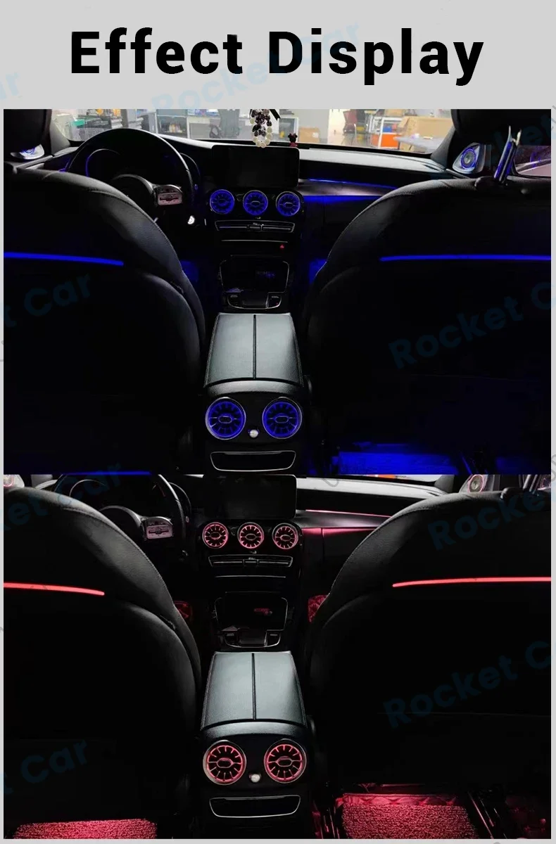 64 farben LED Turbine Vents Umgebungs Licht Für Mercedes Benz W205 X253 GLC Coupe C43 C63s Auto Lautsprecher Abdeckung dekorative Lampe Teil – Detail 5