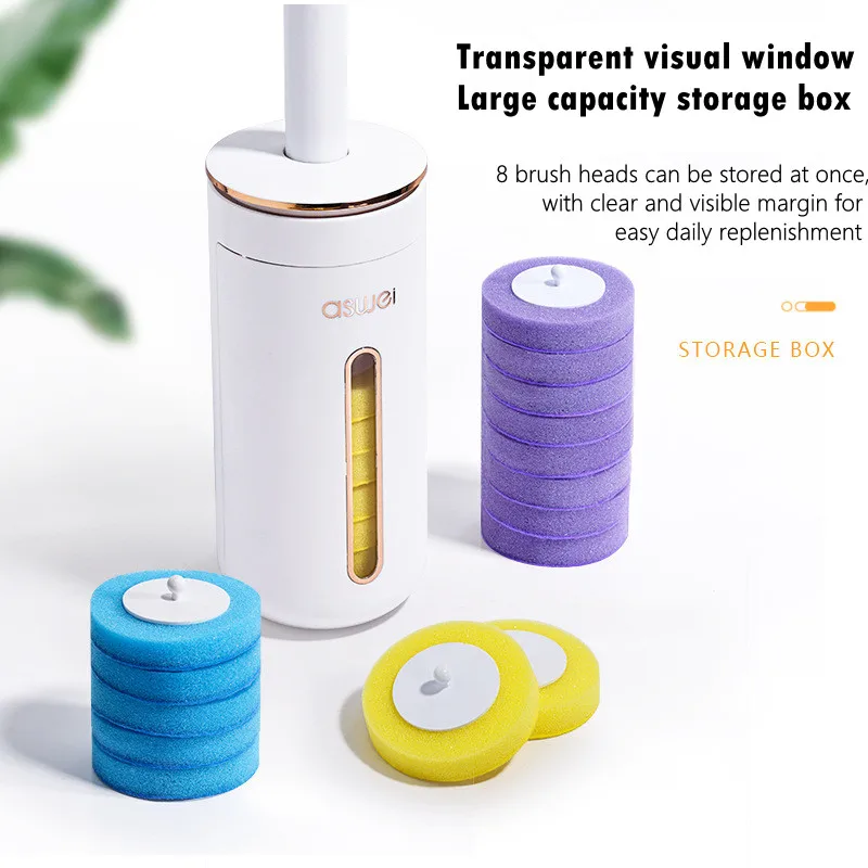 OTYMIOW Lot 24 Recharges Jetables Brosse Toilette Avec Détergent - Têtes Éponges Hygiéniques