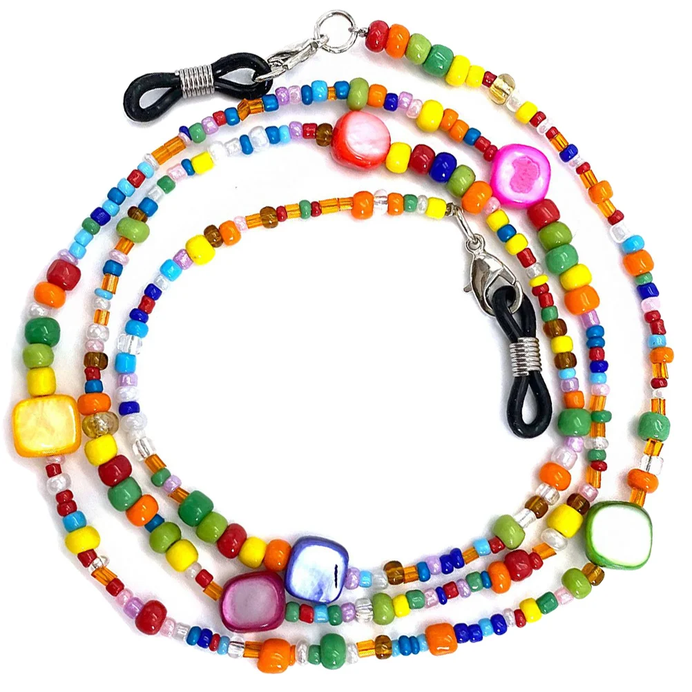 

Necklaces Bohemian Style Shell Dyed Rice Beads Beaded Glasses Rope Chain (color) Lanyard Women Mask Eye for Colorful Man