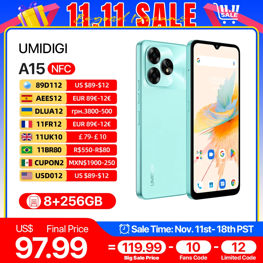 UMIDIGI A15, A15C Smartphone NFC Android 13 ,6.7