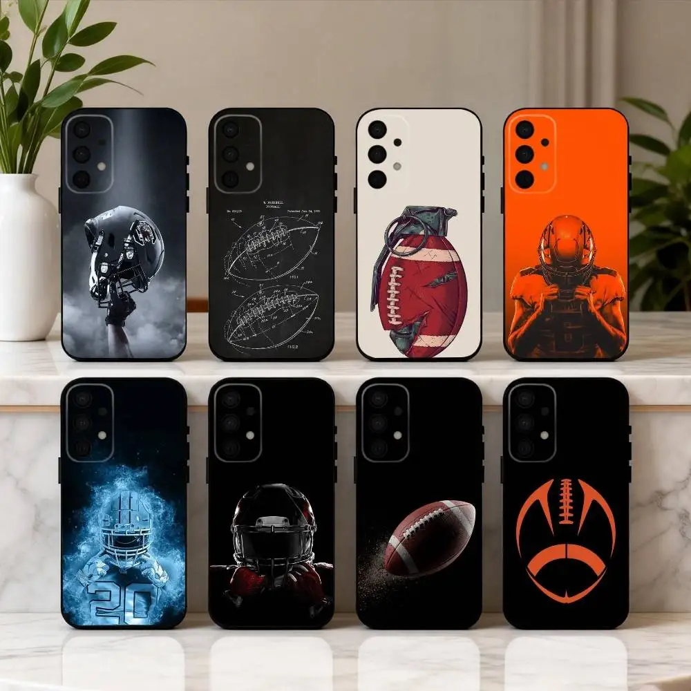 

Physical American Football sport Phone Case For Samsung Galaxy A73,A72,A71,A70,A53,A52,A51,Soft Silicone Black Cover