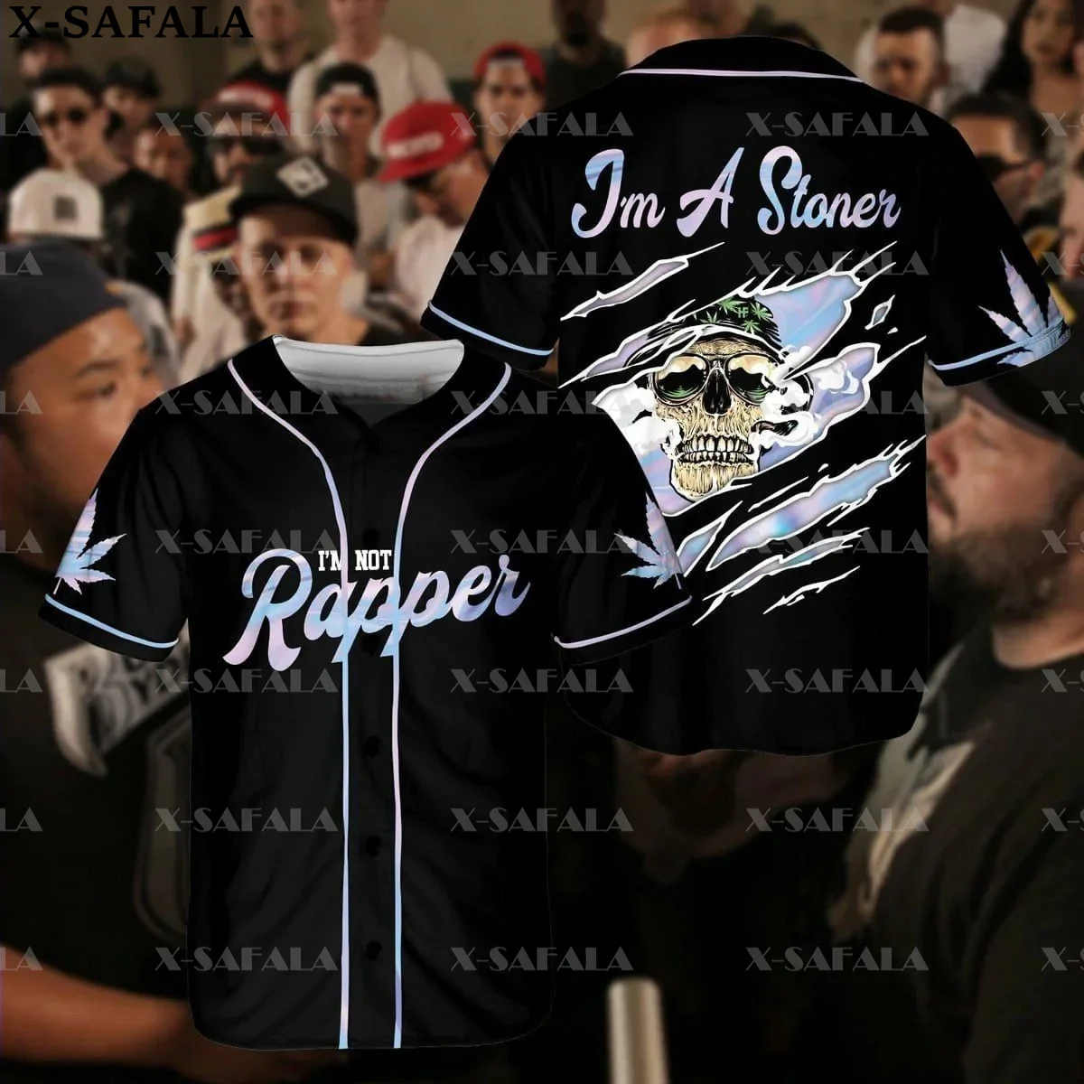 

Custom Name WEED SKULL 3D Printed Baseball Jersey Summer Shirt Men's Tops Tee Oversized Streetwear-2
