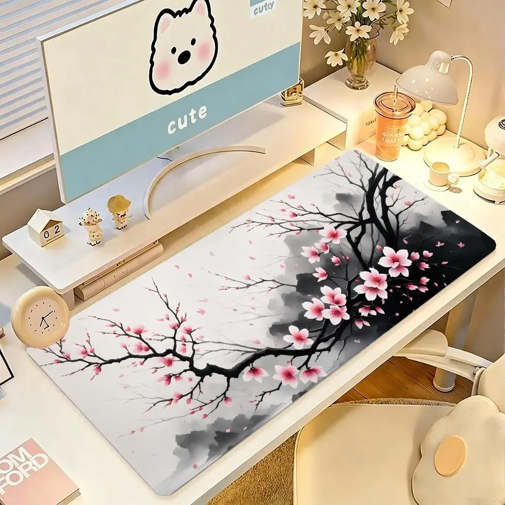 Vintage Rice Paper Pink Plum Blossom Branch Table Mat Large Size Suit Daily Laptop Learning Game Pad