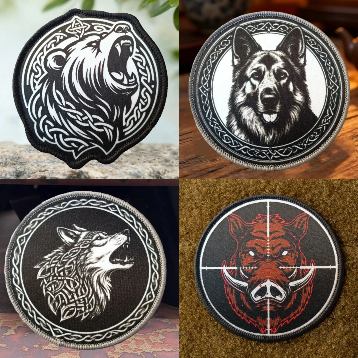 Patchs de loup pour vêtements, badges de moral pour ours, autocollants de décoration pour sac à dos tactique pour chien, patch auto-agrippant pour cochon