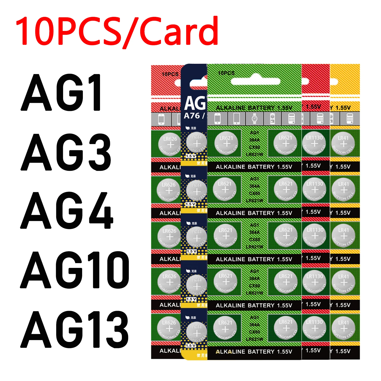 10 szt. Monety AG13 LR54 1.5V AG1 AG3 AG4 AG10 LR44 SR1130 LR626 baterie alkaliczne o dużej pojemności do zabawek