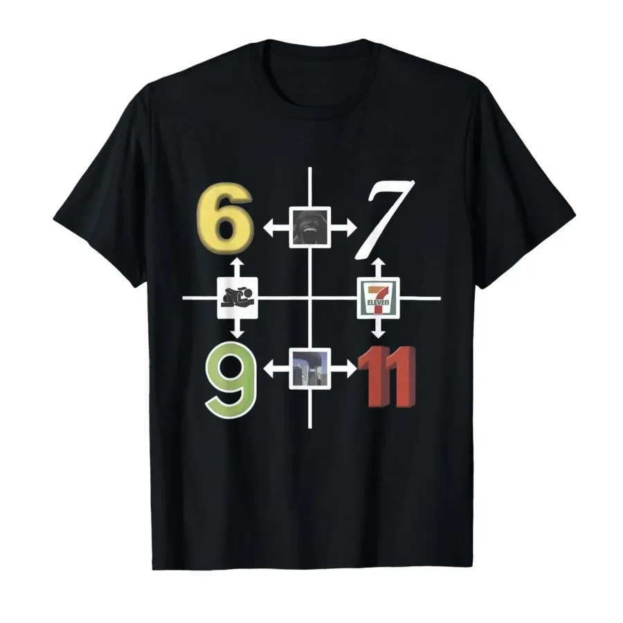 

6-9 6-7 7-11 9_11 Meme Funny Sayings Gen Z Humor Meme T-shirt For Men Women 100% Cotton T Shirts Short Sleeve Tops P885