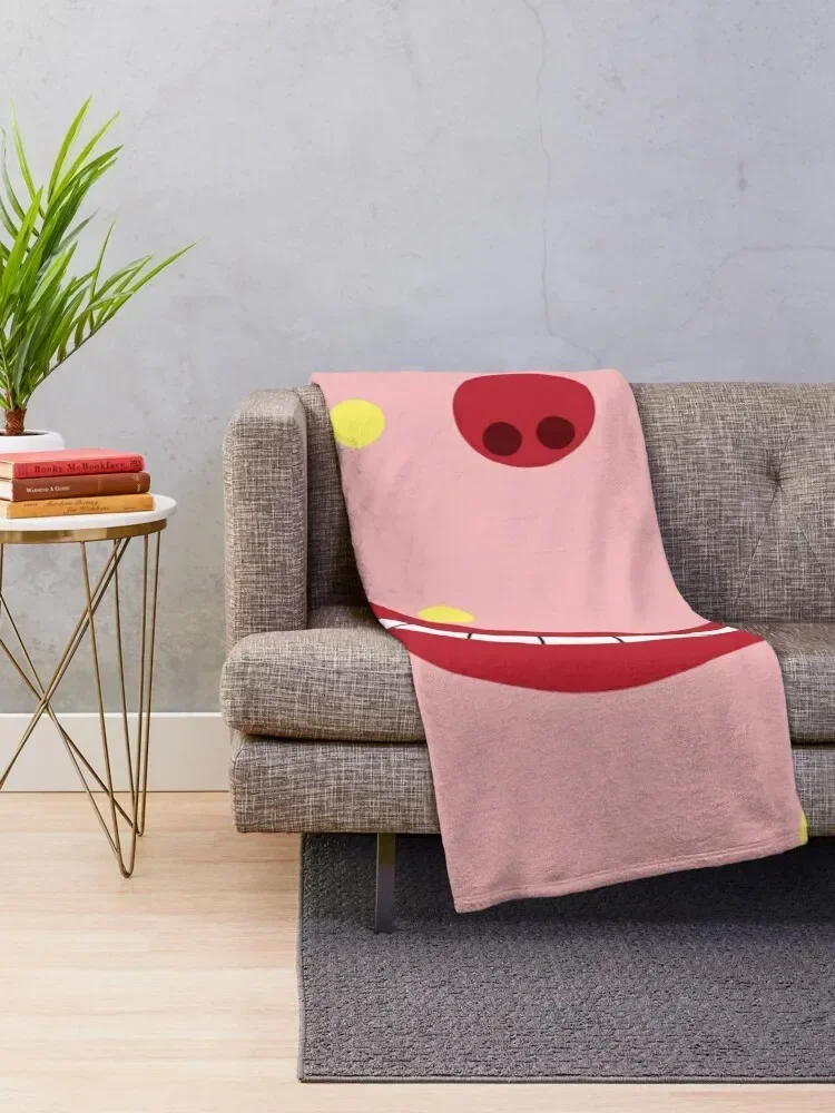 Mr Blobby Mouth Mask Throw Blanket Blankets Sofas Of Decoration Luxury Blankets