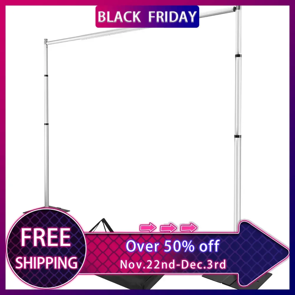 Pipe and Drape Backdrop Stand Kit, 8ftx10ft Heavy Duty Backdrop Stand, Adjustable Metal Pipe and Drape Stands, Background Stand