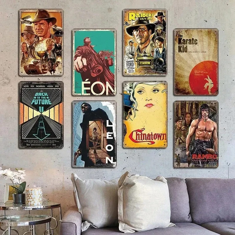 Poster Film Klasik Logam Vintage, Dekorasi Tanda Retro TV Film, Plat Timah Logam untuk Dekorasi Dinding Ruang Tamu Rumah untuk Bioskop