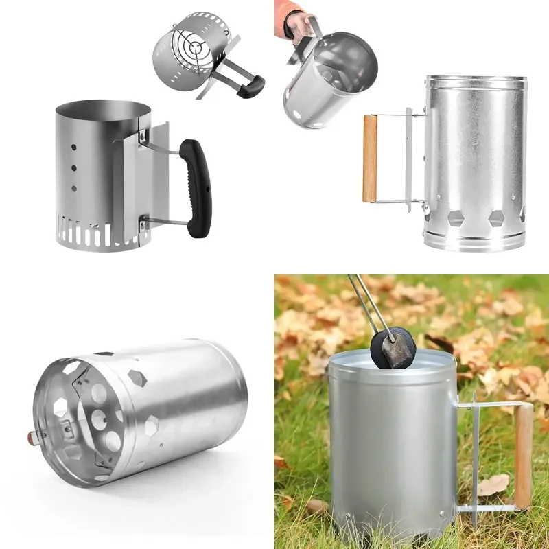 Wholesale Outdoor BBQ Fire Starter Campfire Stove Ignition Galvanized Charcoal Starter Barrel Cooking BBQ Tools