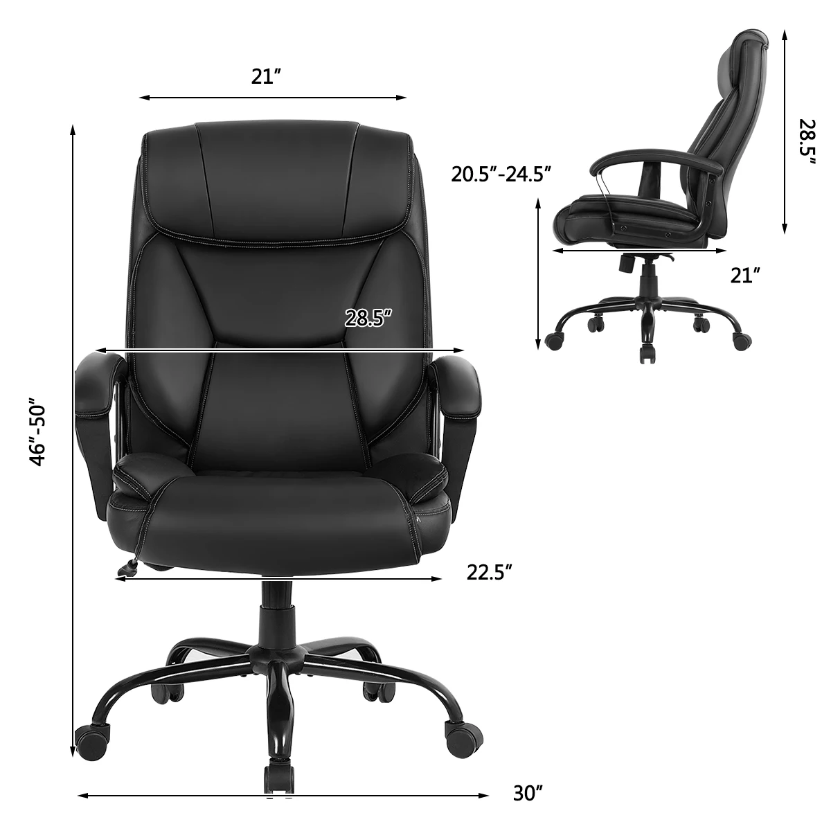 Big & Tall 500lbs Massage Office Chair Executive PU Leather Computer Desk Chair