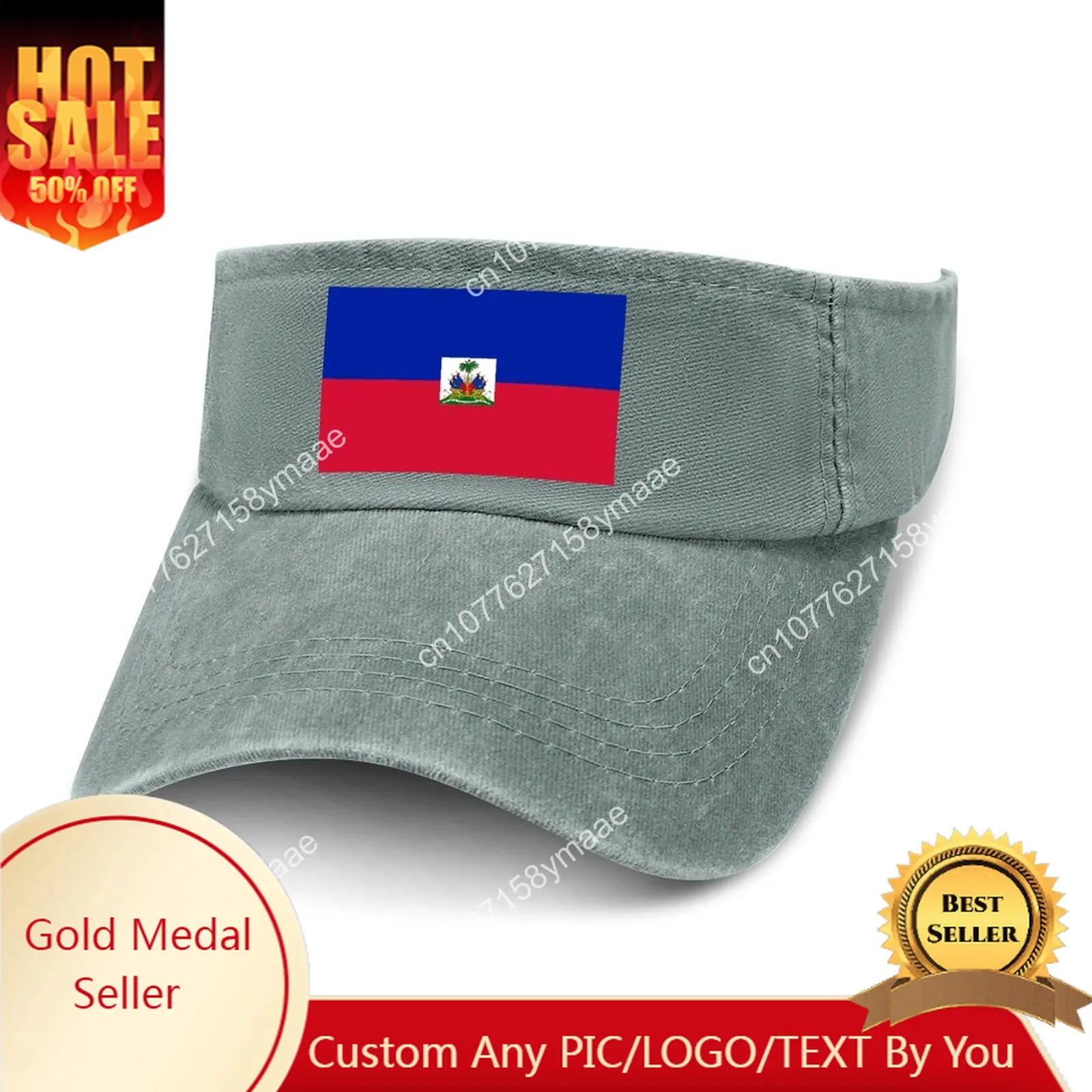 

Haiti Flag Sun Visor Leaky Top Cowboy Hats Mens Womens Customize DIY Cap Sports Baseball Tennis Golf Caps Empty Open Top Hat