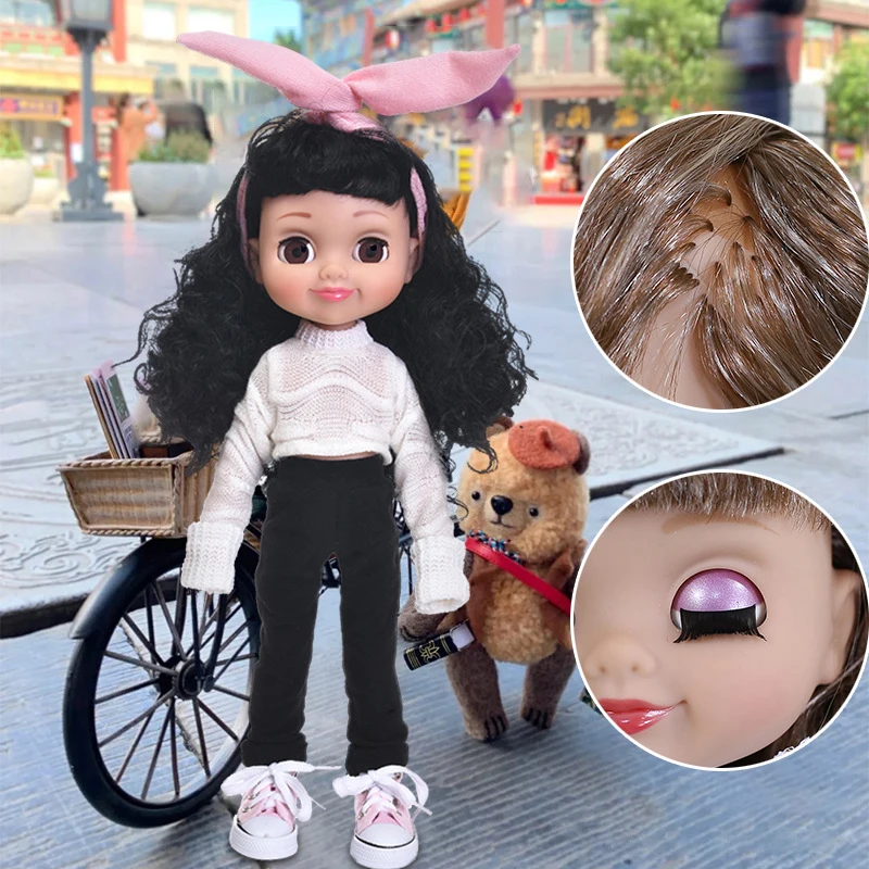 35CM Vinyl Doll Fashion Simulation American Girl Princess Dolls Will Blink Eyes Removable DIY Dress Up Toy For Kids Gift