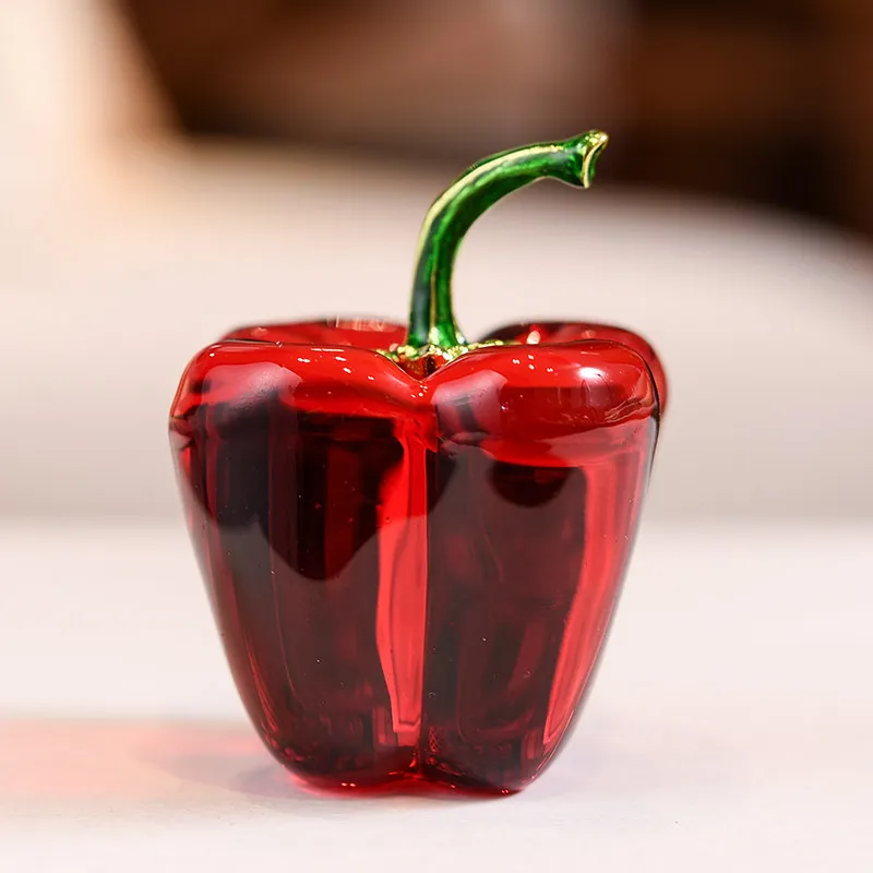 Chinese Calligraphy Paperweight Crystal Ornament of Chili Pepper Creative Home Decoration and Vehicle-Mounted Office Stationary