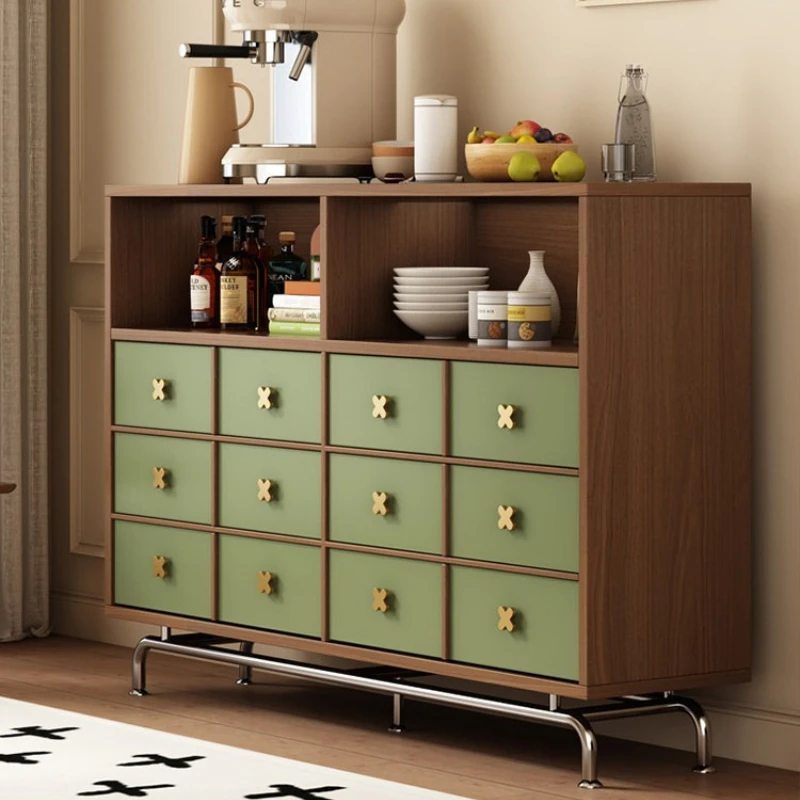 design sense niche storage locker Medieval style color blocking against wall dining side cabinet integrated sideboard furniture