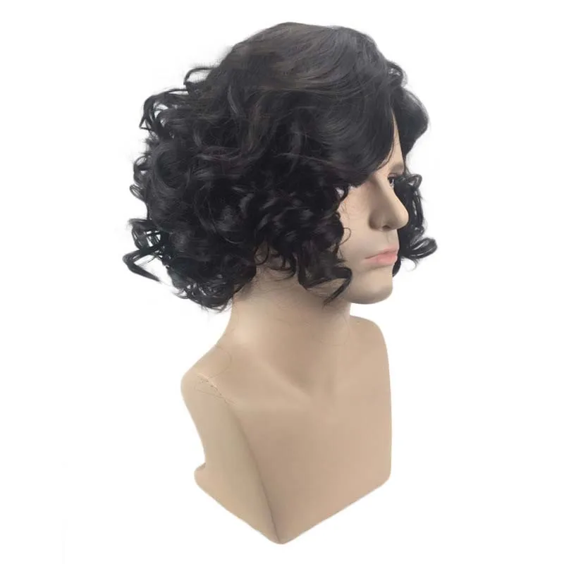 Long Curly Synthetic Wigs Black Wig for Men Cosplay Wigs For Male Wave Hair Fluffy Daily Wear Wig