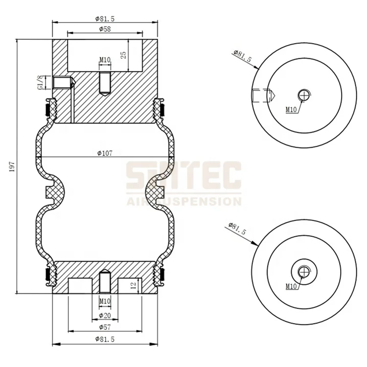 2S105P01 Universal Double Convoluted Rubber Air Ride Lift Bellow Shock Suspension Spring Bag - Image 6